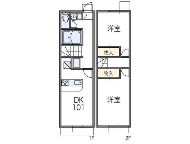 神戸市西区水谷２丁目のアパートの間取り|代表的な間取のため実際の間取とは異なる場合があります