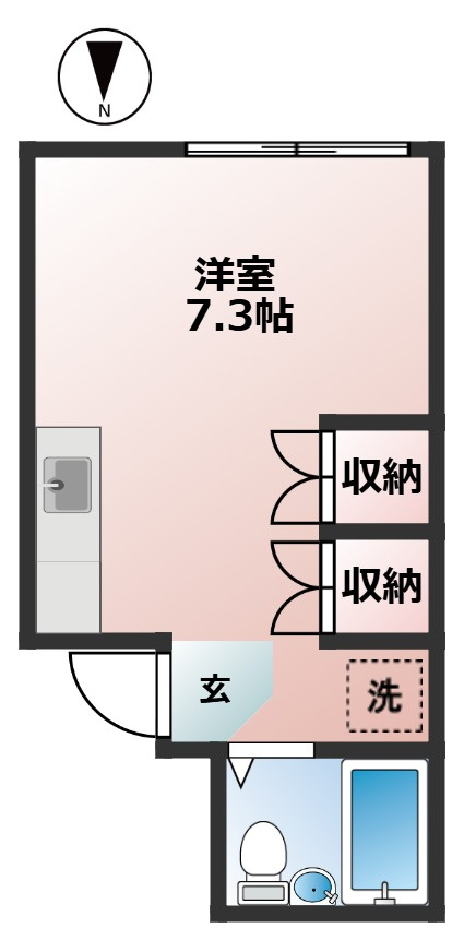 ポピエール　女性限定　陽当たり良好　室内洗濯機置場の間取り