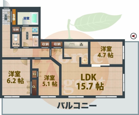 【間取り】 | ディアマークスキャピタルタワー | 3LDKのお部屋です。