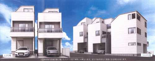 横浜市神奈川区六角橋4丁目　新築戸建全5棟の外観パース