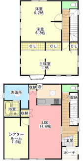 【間取り】 | 宇部市大字西岐波 中古住宅／築浅・3LDK・2階建 | 3LDK→4LDKに変更可能です。