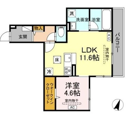【間取り】 | ＤＰａｉｎａＯｄｏｒｉｂａ | 新築！ペット飼育可！1LDKのお部屋です！