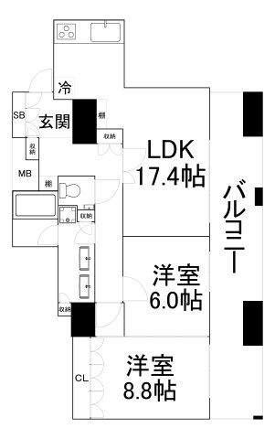 【間取り】 | ブランズタワー南堀江