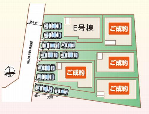 【区画図】 | 【仲介手数料０円】茅ヶ崎市東海岸南4丁目　新築一戸建て　E号棟　全5棟 | 茅ヶ崎市東海岸南4丁目　新築一戸建て　全5棟