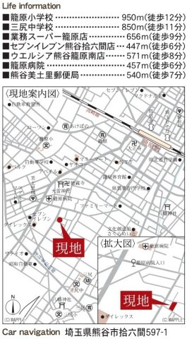【仲介手数料無料】新築戸建　熊谷市拾六間597-1（全2棟）の地図