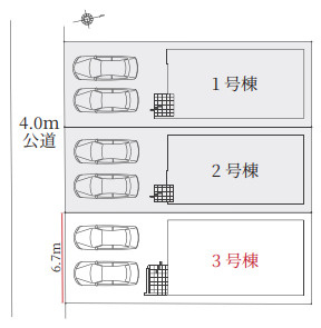 【同施工物件ご案内可】名古屋市南区楠町　全3棟の区画図|全体区画数｜全3棟 
◆駐車2台可能！(但し、車種による) ◎まずは、お気軽にお問い合わせください。現地を案内しながら周辺環境も見て頂けます