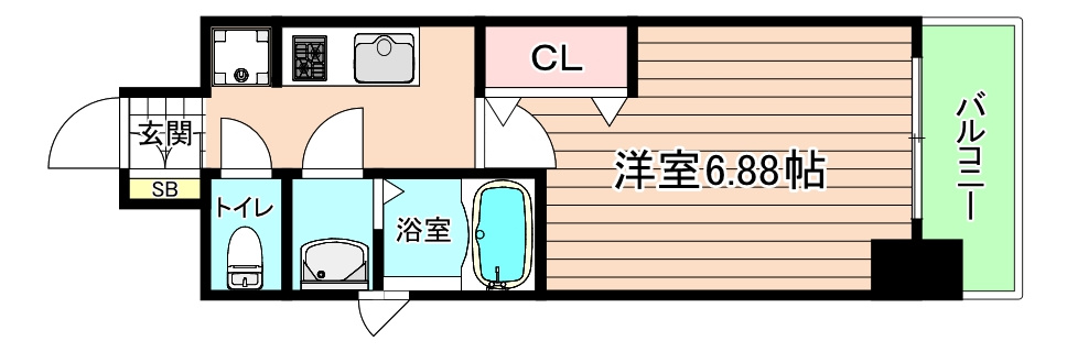 大阪市城東区野江３丁目の賃貸マンションの間取り