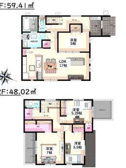 春日市須玖南５丁目２期　１号棟の間取り