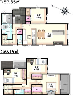 春日市須玖南５丁目２期　2号棟の間取り