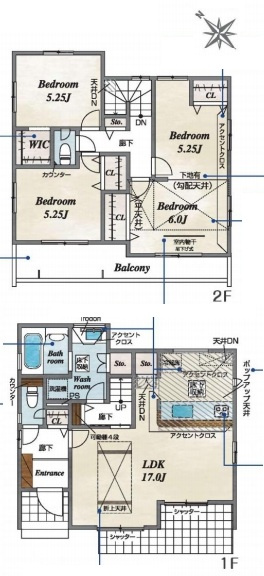 上尾市浅間台2丁目　新築一戸建て　ブルーミングガーデン　02の間取り|上尾市浅間台2丁目　新築一戸建て　ブルーミングガーデン　02・3(4)LDK・土地面積130.48m2・建物面積98.16m2