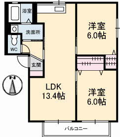 バリュージュ２０００　Ａ棟の間取り