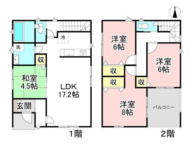 【間取り】 | 各務原市鵜沼朝日町5丁目　2号棟