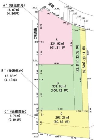 川越市南田島　建築条件なし売地　東武東上線『新河岸駅』徒歩30分　【牛子小学区】の区画図