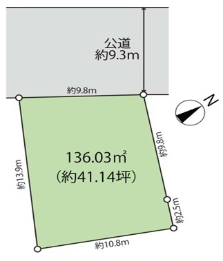 鶴ヶ島市脚折　建築条件なし売地　東武越生線『一本松駅』徒歩20分　【第一小学区】の土地図