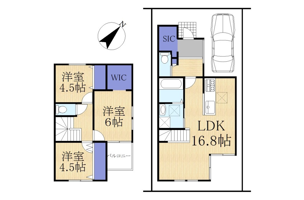 大津市一里山2丁目　新築戸建の間取り
