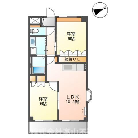 直方市大字上新入のアパートの間取り