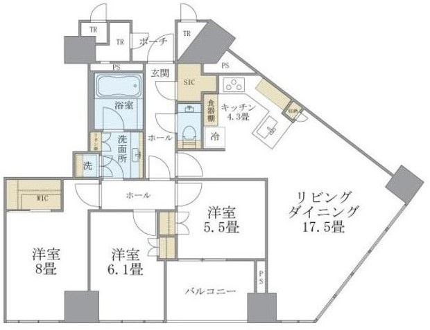 千代田区一番町の賃貸マンションの間取り