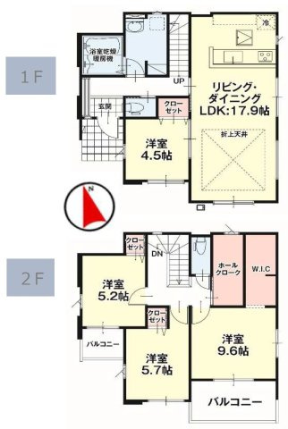 【LIGARE】宇都宮市針ヶ谷 第8期 全1棟の間取り|〇1号棟〇
4LDK+S+WIC+カースペース3台