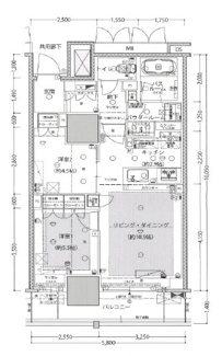 【間取り】 | プレミストタワー靭本町 | 価格 9,150円　専有面積 55.94㎡