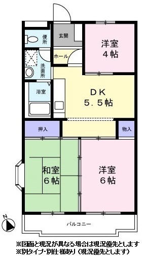 ボヌール西ヶ岡の間取り|※図面と現況が異なる場合は現況優先とします