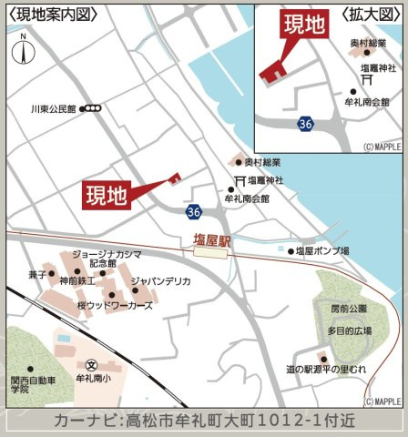 高松市牟礼町大町の新築一戸建の地図