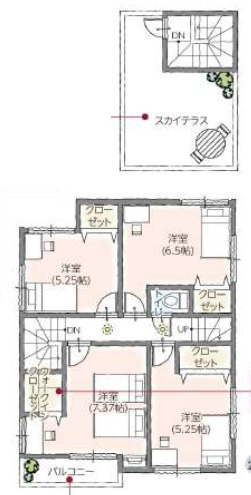 【仲介手数料無料】所沢市上新井１期全３棟３号棟　所沢市の新築なら西武ハウジングの間取り