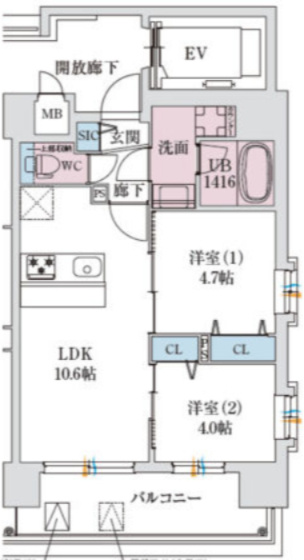 スプランディッド玉造DUEの間取り