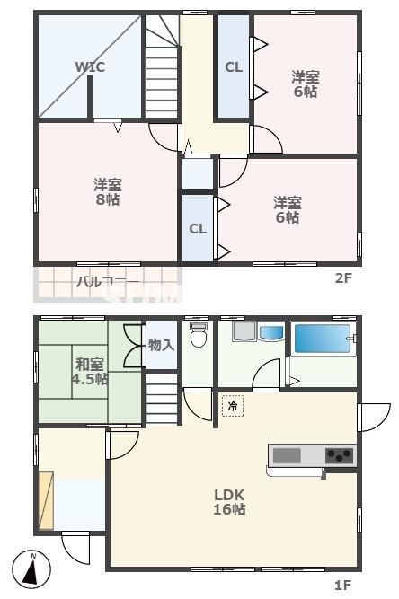 熊本市中央区大江２丁目の一戸建ての間取り
