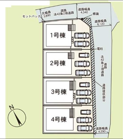 ♥♥浦添市牧港第3-4号棟（全4棟）の区画図|駐車スペース