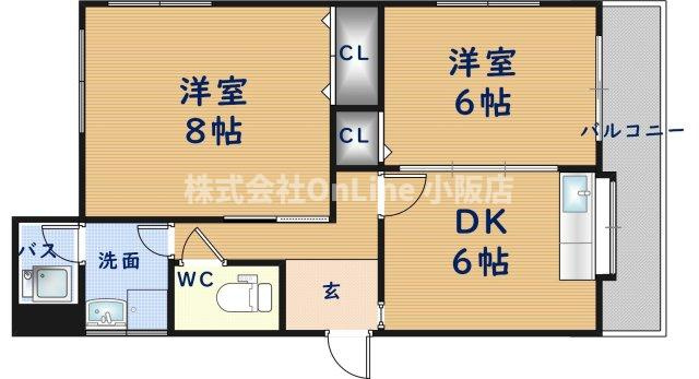 東大阪市玉串元町２丁目のアパートの間取り