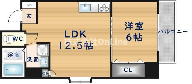 東大阪市中小阪３丁目の賃貸マンションの間取り