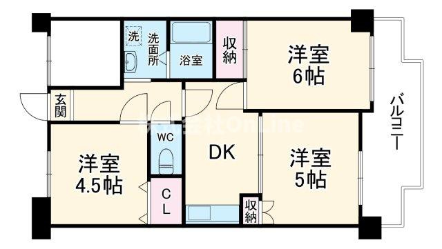 東大阪市友井５丁目の賃貸マンションの間取り