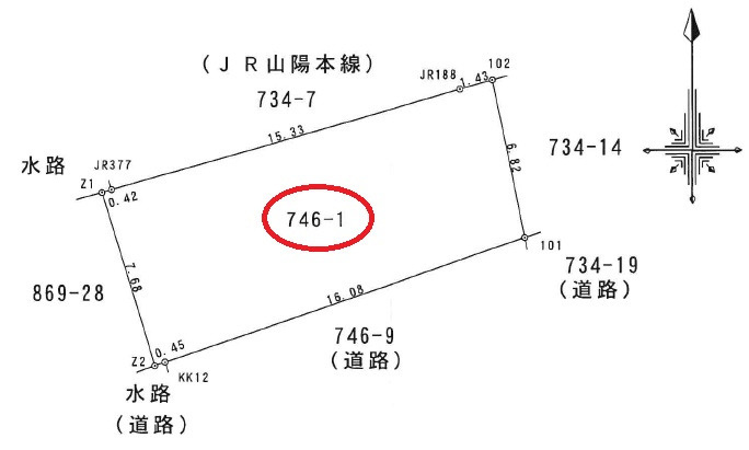 佐伯区旭園の土地図