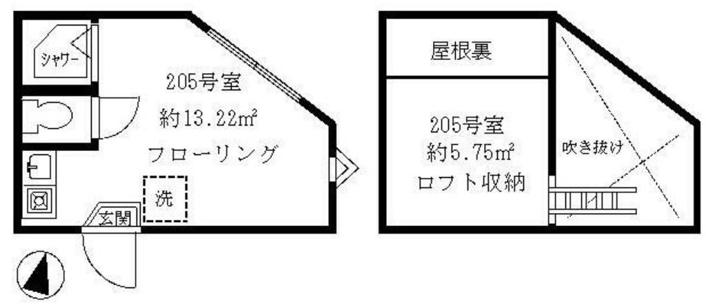 ティ・アーモハートの間取り|ロフト付のワンルーム★