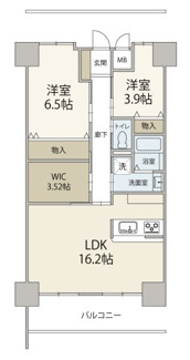 【間取り】 | ヴェルディ宇品東 | 2LDK+WIC　
