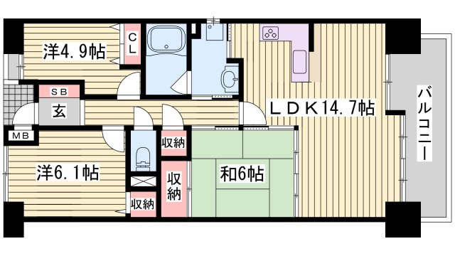 東急ドエル・アルス西明石コーストの間取り