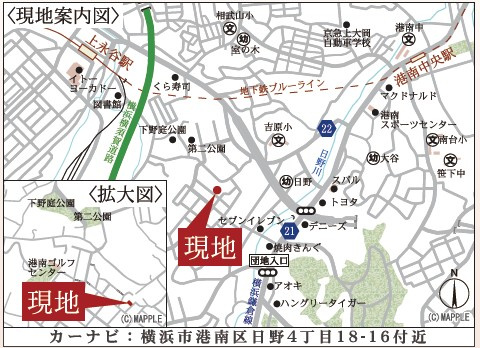 仲介手数料無料　横浜市港南区日野４丁目の地図