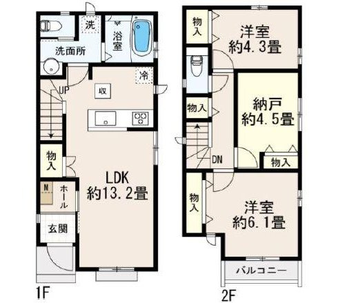 【Heartfull Town】小平市回田町49番の間取り|〇 本物件【Ｂ号棟】の間取・平面図です〇　敷地面積:　90.18㎡　建物面積:　72.04㎡　
Ｃ号棟の間取図もございます。お問合せ下さい
