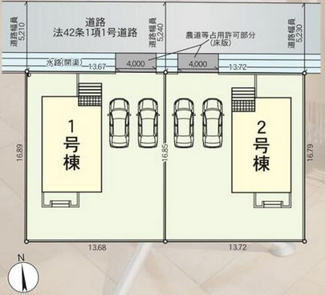 【区画図】 | 南アルプス市藤田 新築戸建全2棟 2号棟 二か所のＷＩＣ | 2号棟区画図　カースペースは並列2台