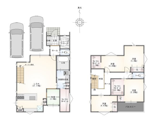 城陽市寺田今堀中古戸建の間取り