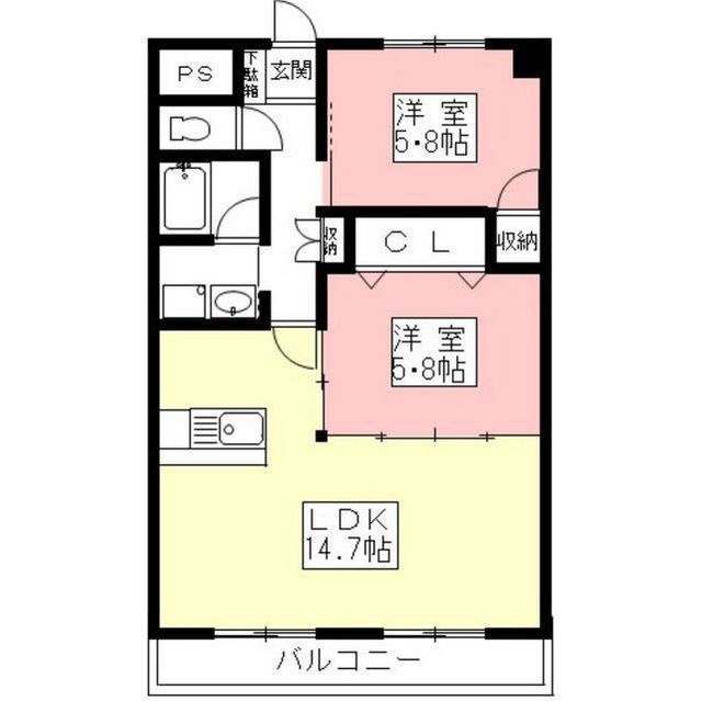 岐阜市茜部本郷２丁目のアパートの間取り