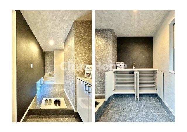 江戸川区船堀7丁目中古住宅の玄関|【玄関】玄関には大型のシューズクローゼットを設置しておりますのでいつでもスッキリりとした空間を保てます。玄関周りを清潔に使うのはとても大事なことですよね。