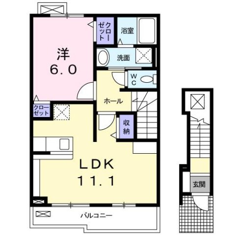 熊本市北区大窪２丁目のアパートの間取り