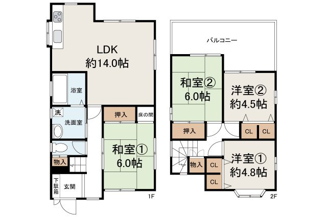 泉佐野市大西２丁目の中古一戸建の間取り|現状でのお引渡し。定額リフォームパック（オプション）利用可。詳細はお問合せください。