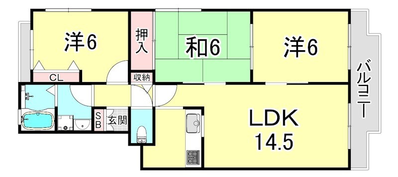 サンハイツ若草西の間取り