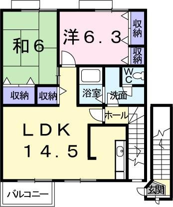 オーブリー吉田　Ａ棟の間取り
