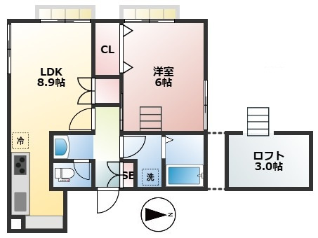 COCOL.POINT　リノベーション　1フロア2住戸　3方角住戸の間取り