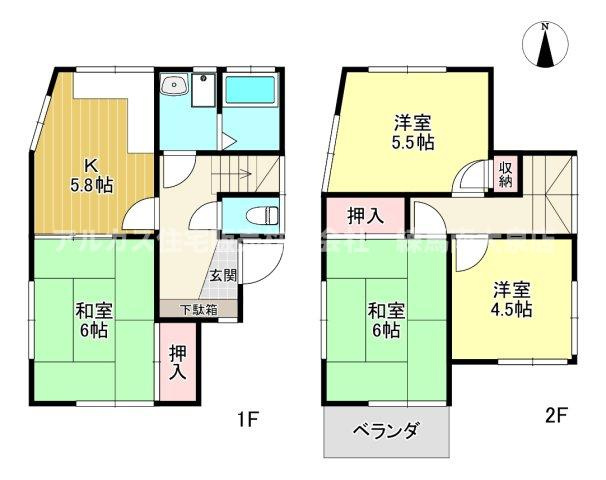 東大和市高木3丁目　中古一戸建　西武多摩湖線　武蔵大和の間取り|310番２３　奥の物件　間取り