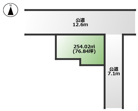 【土地図】 | 水戸市元吉田町　76.84坪　売地 | 二方が公道に面した角地となります！