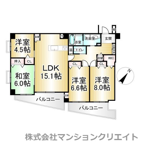 ビブレ桜橋の間取り|現況と間取図が異なる場合は現況を優先とします。